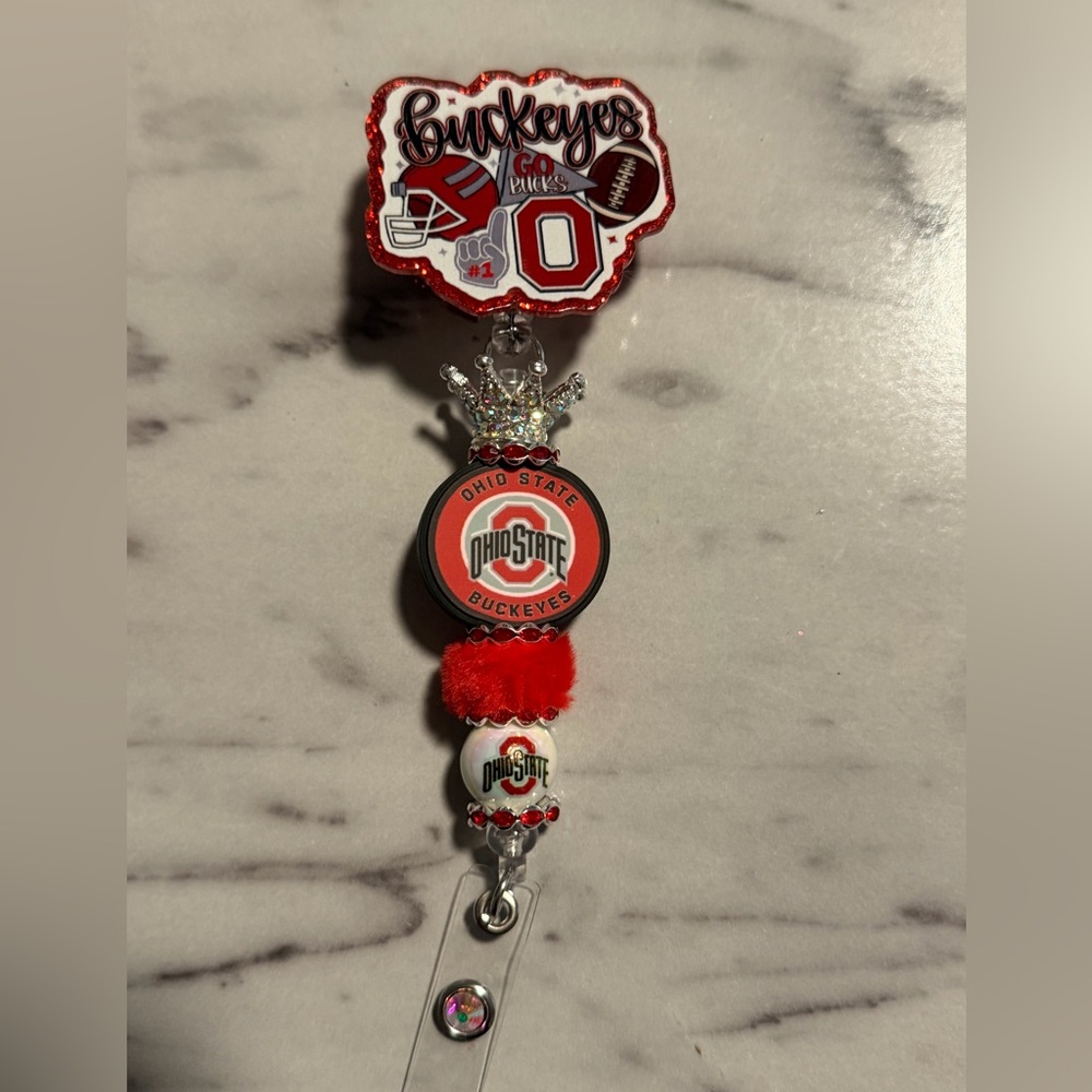 Ohio State Buckeyes ID Badge Reel ID Holder Alligator Swivel Clip